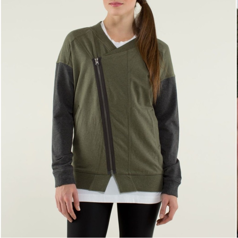 Lululemon Mula Bundle Wrap Jacket Heathered Fatigue Green Dark Grey 6